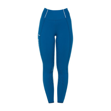 Legging justo feminino com grip completo Classic Equestro Azul coral