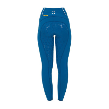 Legging justo feminino com grip completo Classic Equestro Azul coral