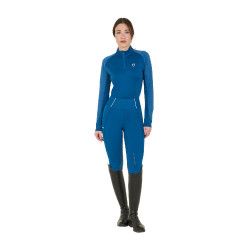 Legging justo feminino com grip completo Classic Equestro Azul coral