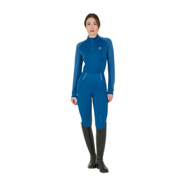 Legging justo feminino com grip completo Classic Equestro Azul coral