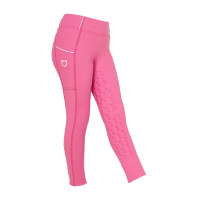 Legging justo para menina com grip e logótipo Equestro Rosa castelo