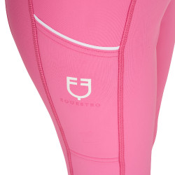 Legging justo para menina com grip e logótipo Equestro Rosa castelo Legging justo para menina com grip e logótipo Equestro Rosa castelo