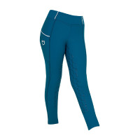 Legging justo para menina com grip e logótipo Equestro Azul coral