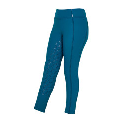 Legging justo para menina com grip e logótipo Equestro Azul coral