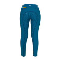 Legging justo para menina com grip e logótipo Equestro Azul coral