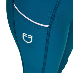 Legging justo para menina com grip e logótipo Equestro Azul coral
