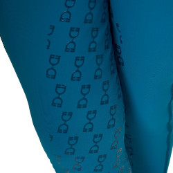 Legging justo para menina com grip e logótipo Equestro Azul coral