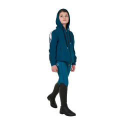 Legging justo para menina com grip e logótipo Equestro Azul coral