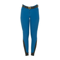 Calça justa com grip feminina com logotipo Zenda Equestro Azul coral
