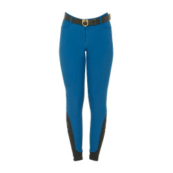 Calça justa com grip feminina com logotipo Zenda Equestro Azul coral