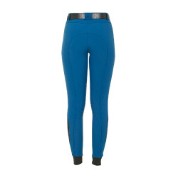 Calça justa com grip feminina com logotipo Zenda Equestro Azul coral