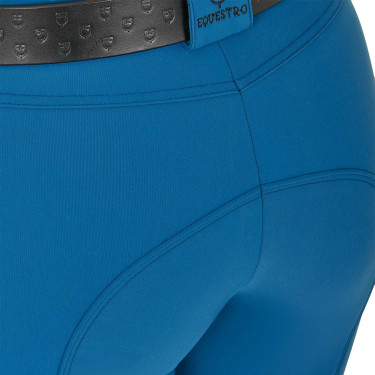 Calça justa com grip feminina com logotipo Zenda Equestro Azul coral