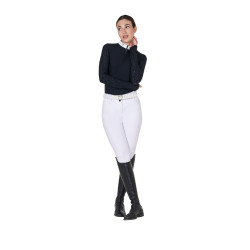 Polo de competição slim fit feminino com inserções em malha Equestro Preto