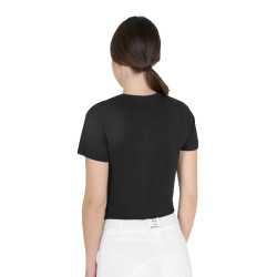 Camiseta de algodão Equestro feminina Horse Lover Preto