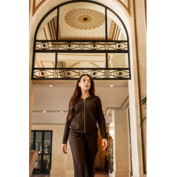 Calça de moletom de malha Harcour Andrea Cacau Castanho