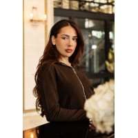 Casaco com fecho de malha Harcour Amelie Cacau Castanho Casaco com fecho de malha Harcour Amelie Cacau Castanho