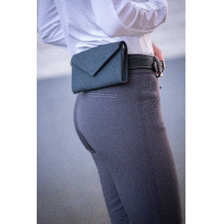 Phone Pocket Pénélope couro perfurado preto