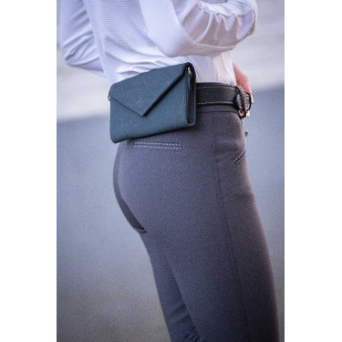 Phone Pocket Pénélope couro perfurado preto