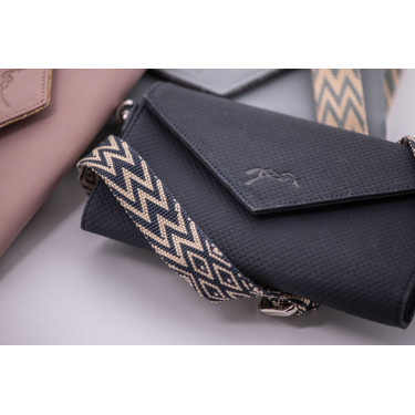 Phone Pocket Pénélope couro perfurado preto