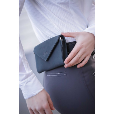 Phone Pocket Pénélope couro perfurado preto