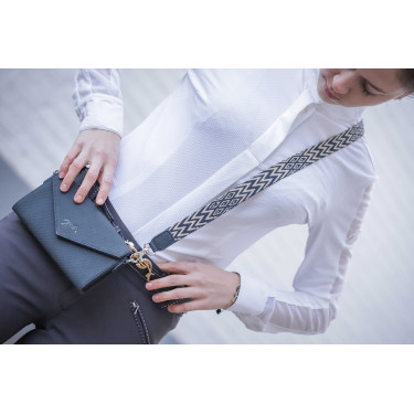 Phone Pocket Pénélope couro perfurado preto