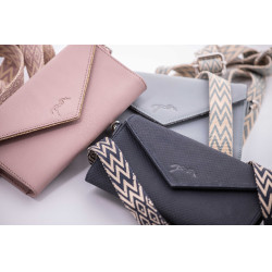 Phone Pocket Pénélope couro perfurado preto