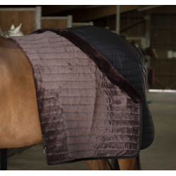 Cobertura de estábulo Equithème Teddy forrada com lã sintética Preto / castanho Cobertura de estábulo Equithème Teddy forrada com lã sintética Preto / castanho