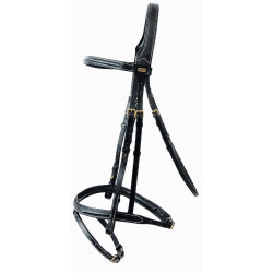 Bridão Kessel T de T cabeçada tripla focinheira combinada Preto Bridão Kessel T de T cabeçada tripla focinheira combinada Preto