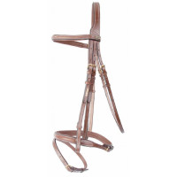 Bridão Kessel T de T cabeçada tripla focinheira combinada Tabaco Castanho