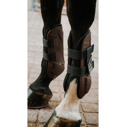 Caneleiras Norton XTR Flex com Velcro Castanho