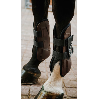 Caneleiras Norton XTR Flex com Velcro Castanho