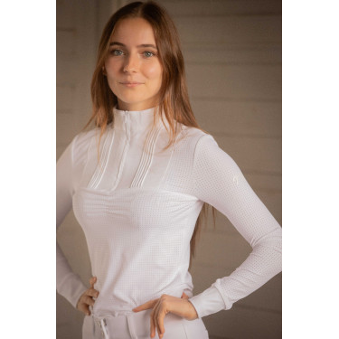 Polo de concurso Pénélope Florence de mangas compridas Branco