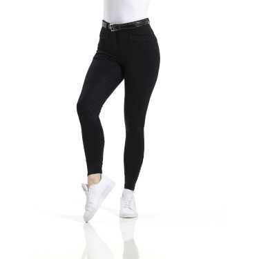 Calça Equithème Safir com fundo de silicone Preto / azul