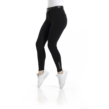 Calça Equithème Safir com fundo de silicone Preto / azul Calça Equithème Safir com fundo de silicone Preto / azul