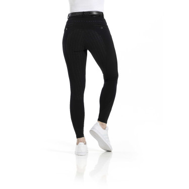 Calça Equithème Safir com fundo de silicone Preto / azul Calça Equithème Safir com fundo de silicone Preto / azul