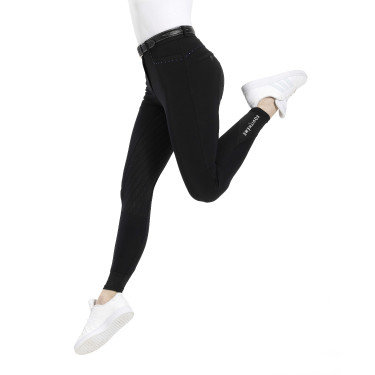 Calça Equithème Safir com fundo de silicone Preto / azul Calça Equithème Safir com fundo de silicone Preto / azul