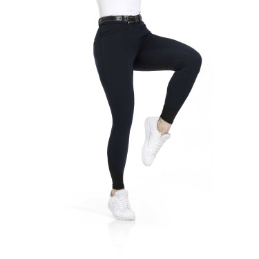 Calça Equithème Safir com fundo de silicone Preto / azul Calça Equithème Safir com fundo de silicone Preto / azul
