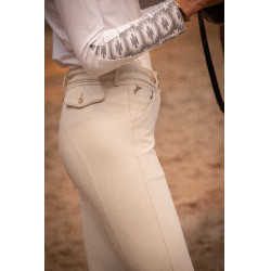 Calça Pénélope Point Sellier Creme Bege