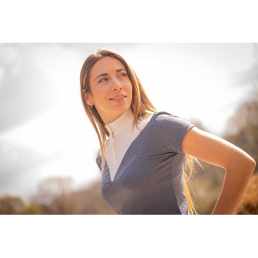 Polo de competição Pénélope Las Honey de mangas curtas Mar de Bering Azul