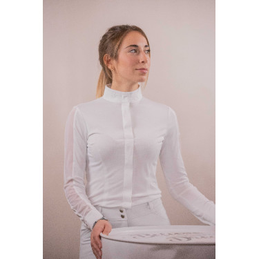 Polo de competição Pénélope Las Honey de mangas compridas Branco Polo de competição Pénélope Las Honey de mangas compridas Branco