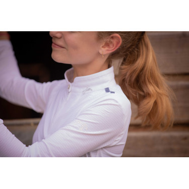 Polo de competição Pénélope Séville Mesh mangas compridas Branco Polo de competição Pénélope Séville Mesh mangas compridas Branco