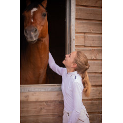 Polo de competição Pénélope Séville Mesh mangas compridas Branco