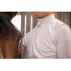 Pólo de competição Eden by PL Bruges Branco / fita azul branca vermelha Pólo de competição Eden by PL Bruges Branco / fita azul branca vermelha