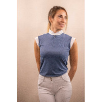 Pólo de concurso Pénélope Séville Mesh sem mangas Azul cinzento