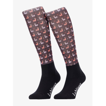 Meias Harlow Mini LeMieux Froostie Pônei estampadas Lhamas damson