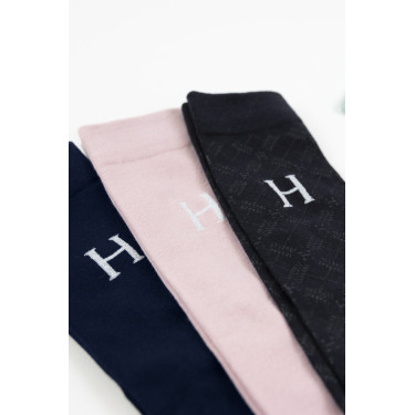 Meias Harcour Aiko pack de 3 Marinho / rosa-claro / tartã