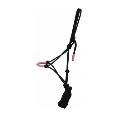 Cabezada etológica confortável + corda T de T Preto / rosa