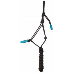 Cabezada etológica confortável + corda T de T Preto / turquesa