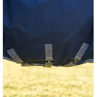 Capa Horseware Rhino Turnout 100g Preto / cinza titânio / azul clássico