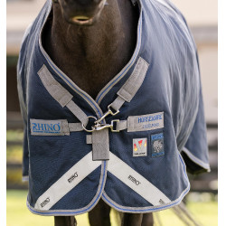 Capa Horseware Rhino Poney Turnout 250g VL Preto / cinza titânio / azul clássico